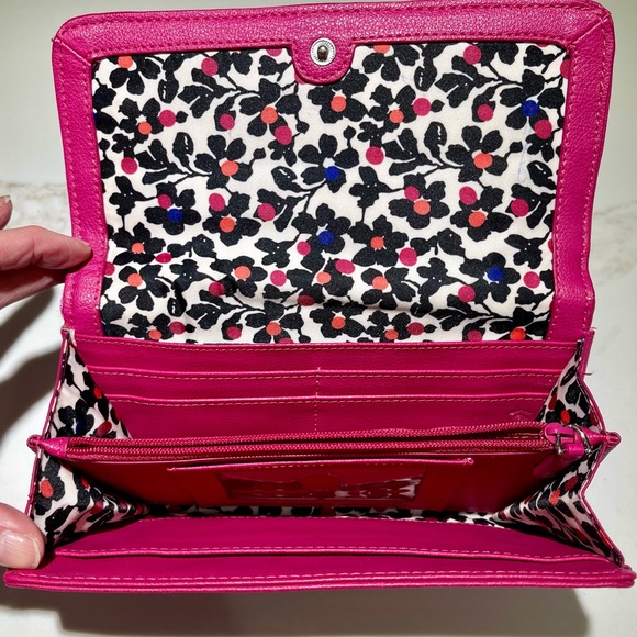 Vera Bradley Handbags - VERA BRADLEY Vintage Hot pink, faux leather trim wallet